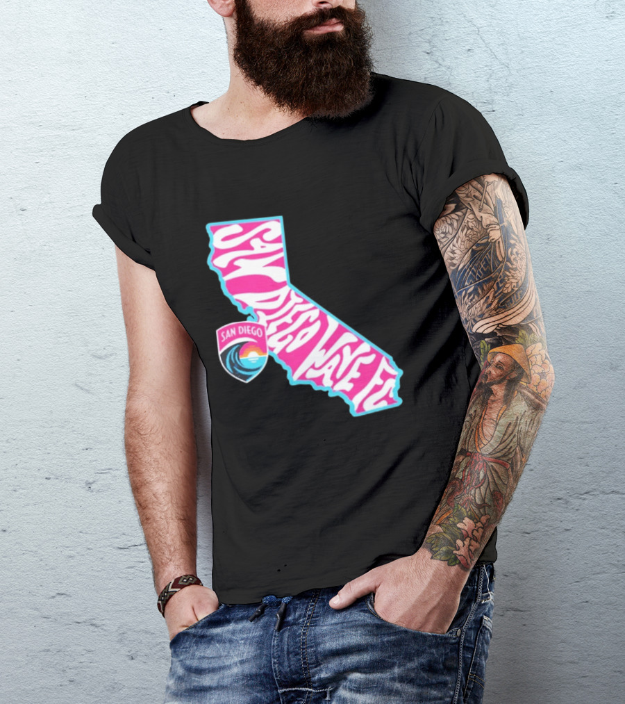 San Diego Wave FC Groovy California Pink State T-Shirt