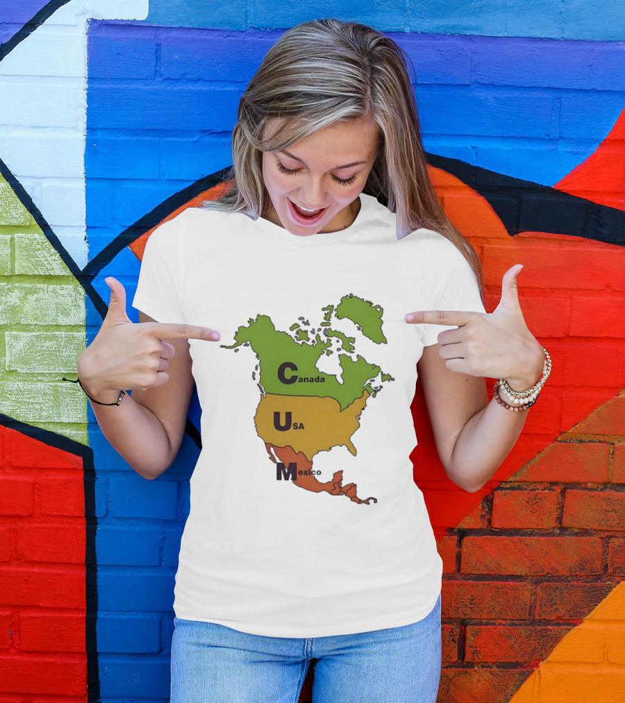Canada USA Mexico Map CUM Bold Letters T-Shirt