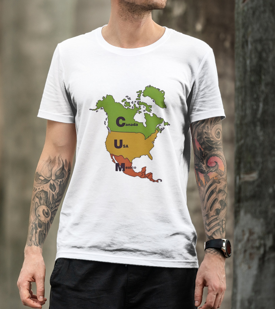 Canada USA Mexico Map CUM Bold Letters T-Shirt