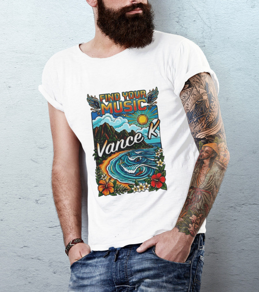 Find Your Music Vance K Tropical Surfing Paradise T-Shirt