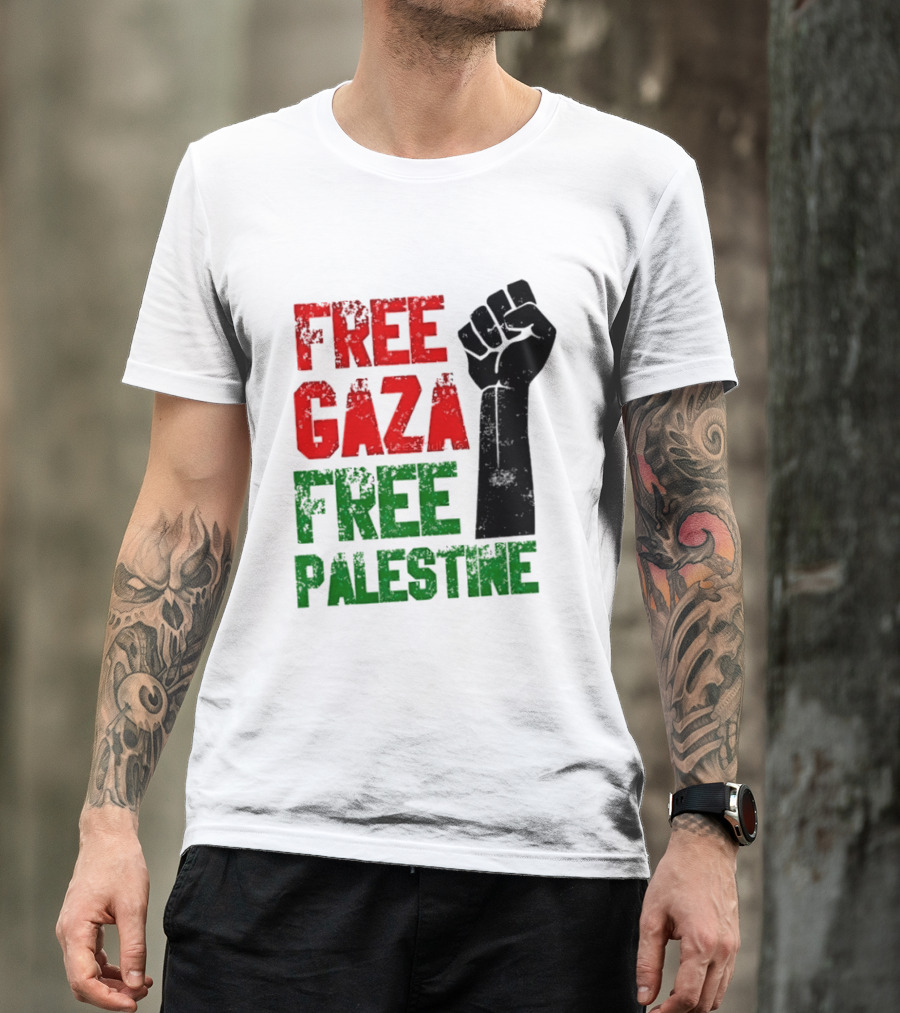 Free Gaza Free Palestine Raised Fist T-Shirt