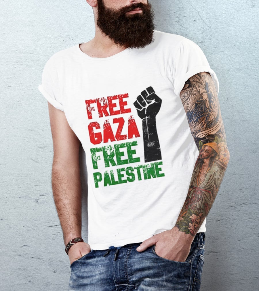Free Gaza Free Palestine Raised Fist T-Shirt