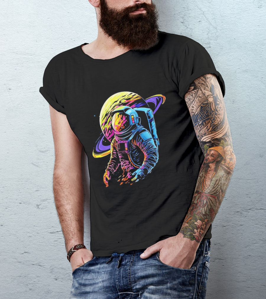 Astronaut Neon Into The Am Saturn Space Adventure T-Shirt