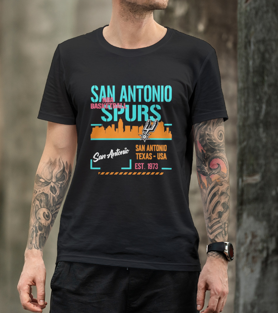 San Antonio Spurs Basketball Skyline Texas USA Est 1973 T-Shirt
