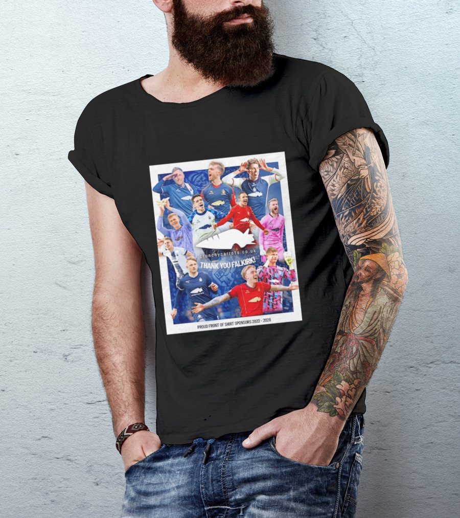 Crunchycarrots.co.uk Thank You Falkirk FC Proud Front Of Sponsors 2022 2026 T-Shirt