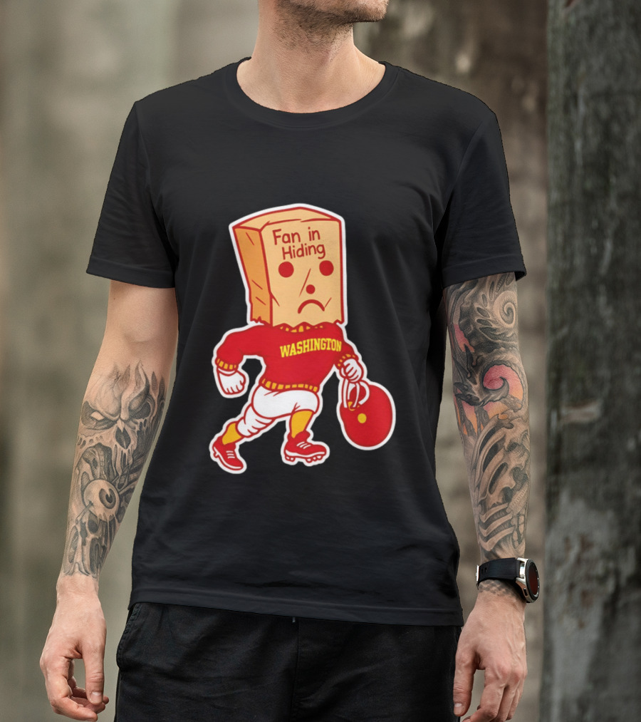 Washington Commanders Fan In Hiding Paper Bag Football Humor T-Shirt