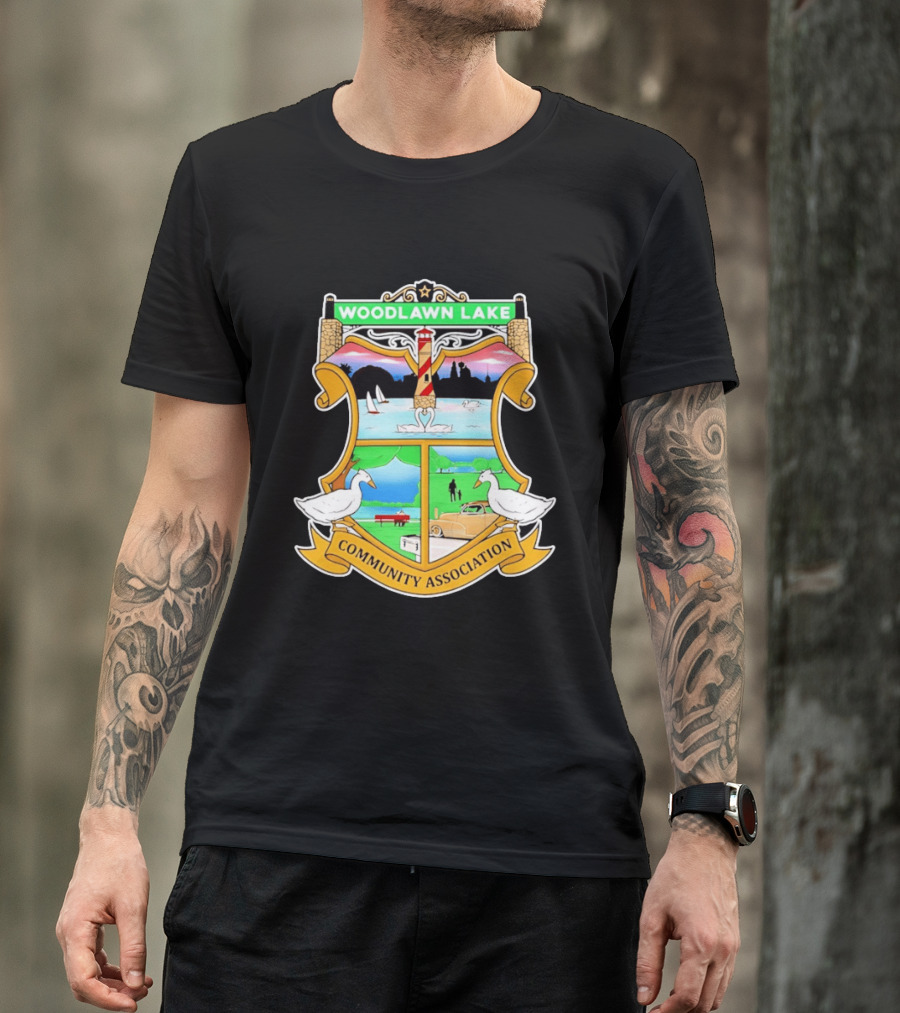 Woodlawn Lake Community Association Scenic Emblem In San Antonio Texas T-Shirt