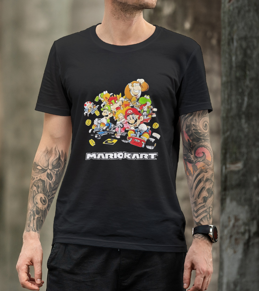 MARIOKART Racing Characters Compilation Black T-Shirt