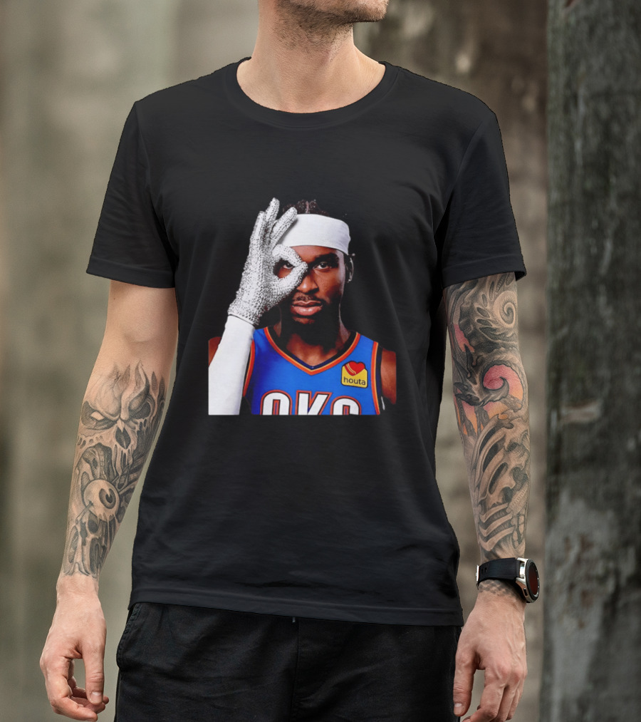 Shai Gilgeous Alexander OKC Thunders Houta Jersey Iceman Glove Gesture T-Shirt