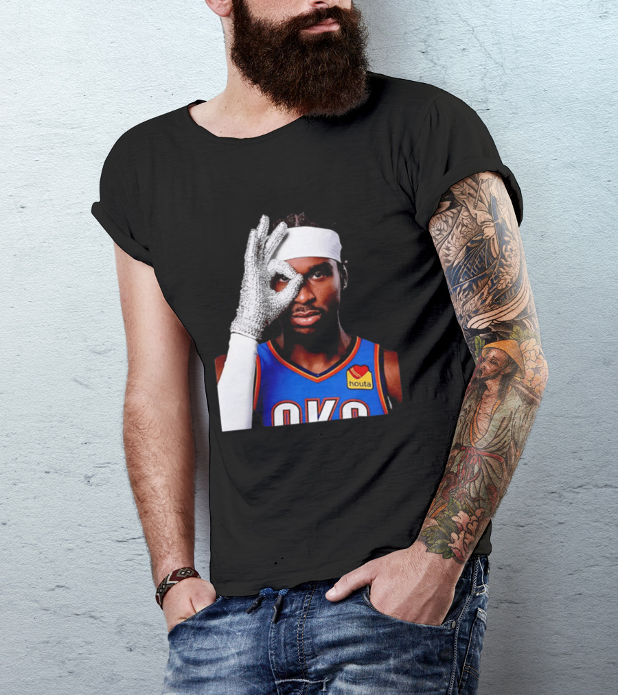 Shai Gilgeous Alexander OKC Thunders Houta Jersey Iceman Glove Gesture T-Shirt