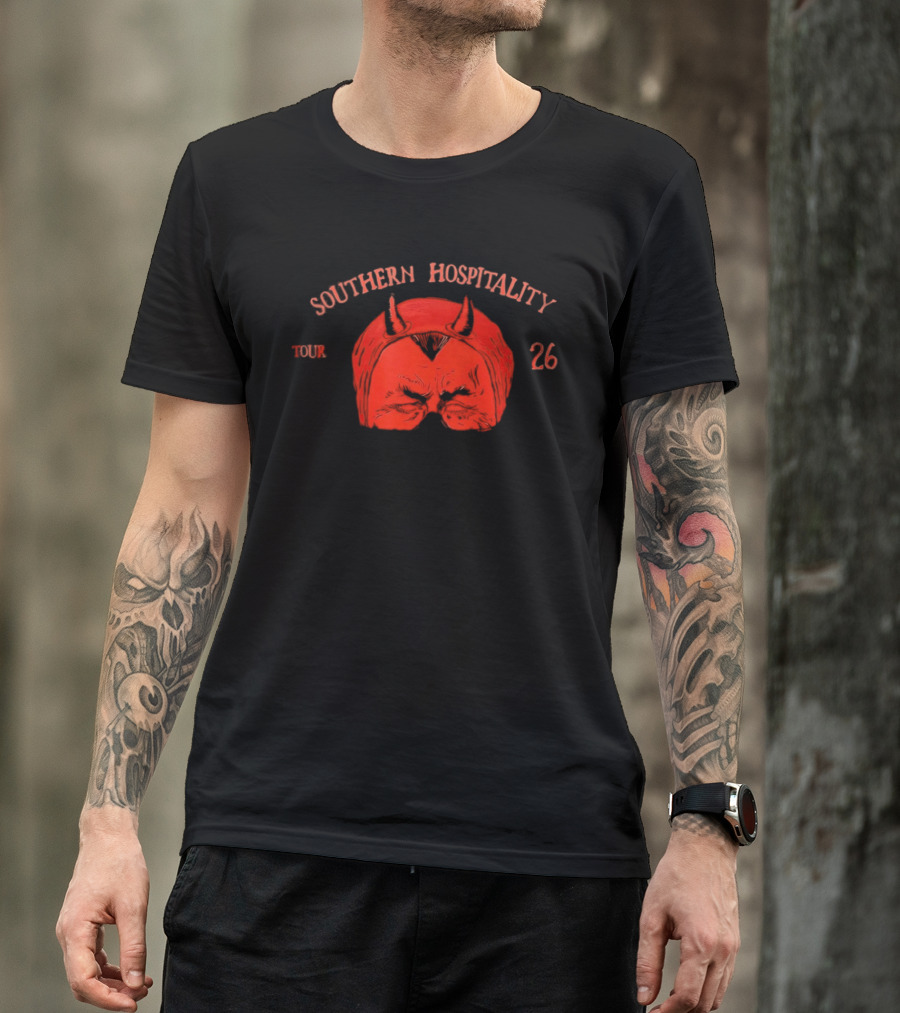Southern Hospitality Tour 26 Devil Mask Red Horns T-Shirt