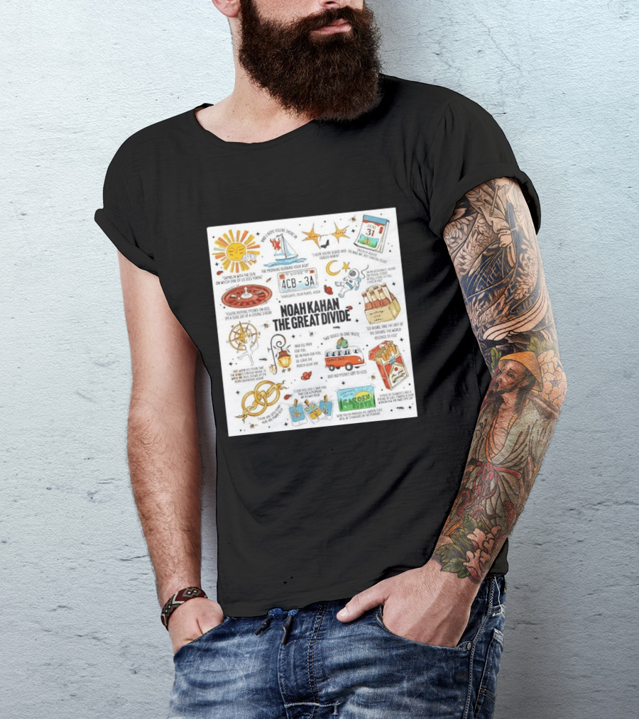 Noah Kahan The Great Divide Album Art Lyric Doodle August 31 Highlights T-Shirt