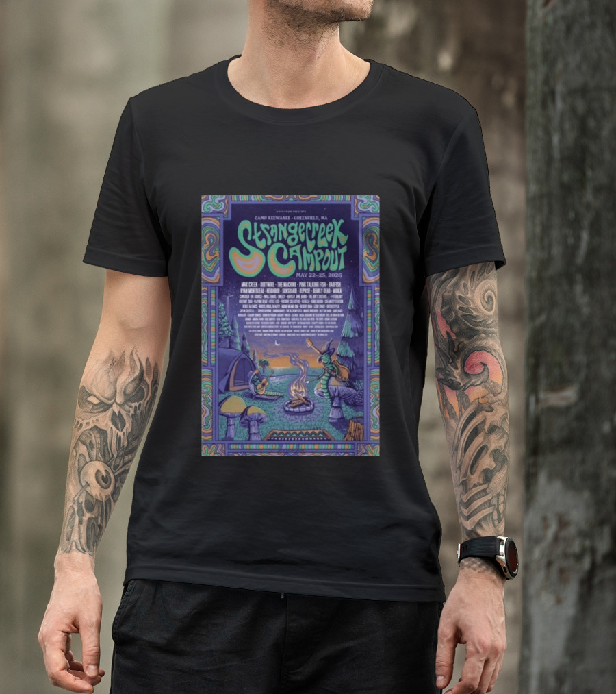 StrangeCreek Campout Greenfield May 22 25 2026 Camp KeeWanee Max Creek Pink Talking Fish Festival T-Shirt