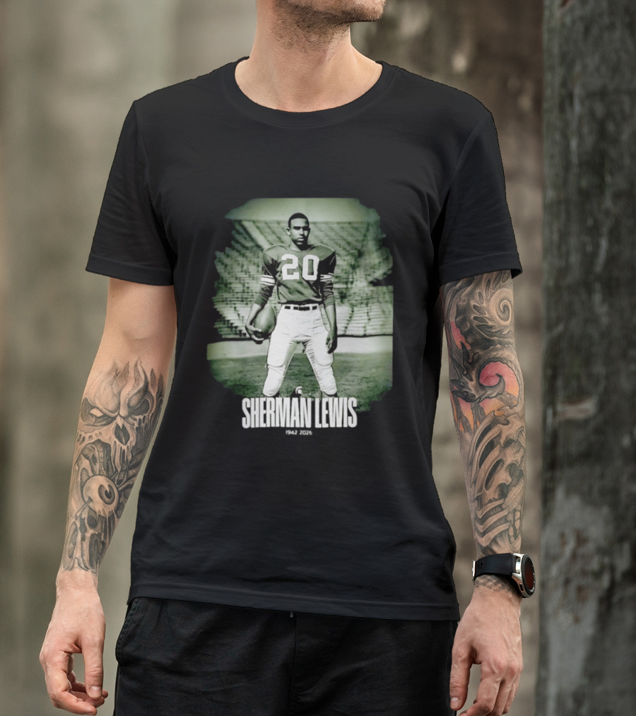 Sherman Lewis 1942 2026 Legendary Number 20 Football T-Shirt