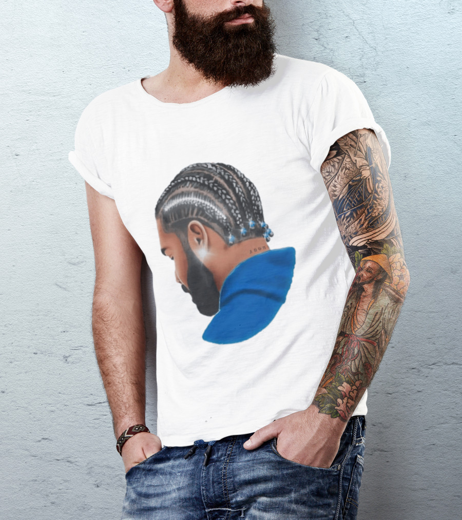 Drake Cornrow Braid Hairstyle Blue Sparkle T-Shirt