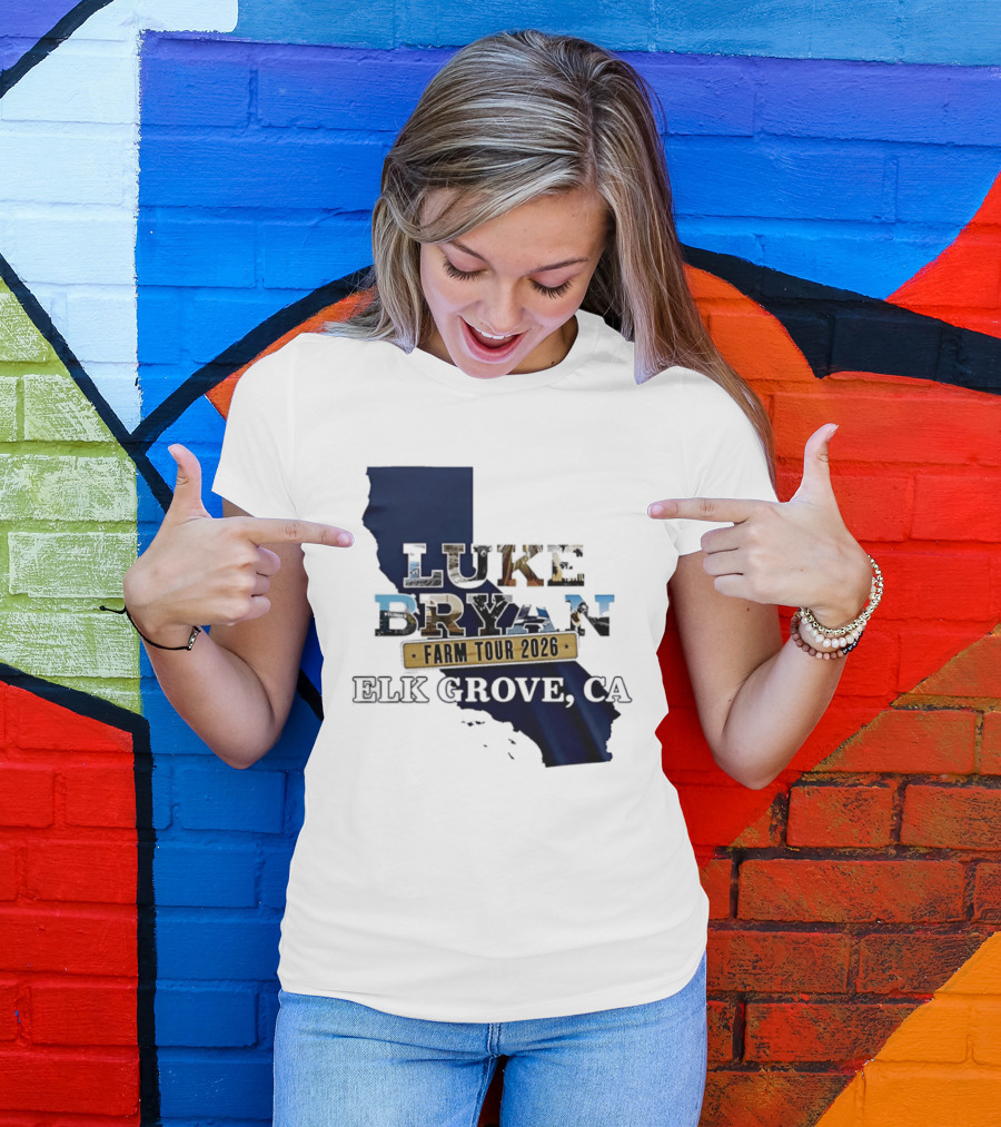 Luke Bryan Farm Tour 2026 Elk Grove CA California Map T-Shirt