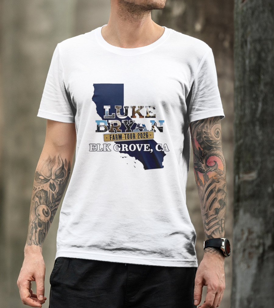 Luke Bryan Farm Tour 2026 Elk Grove CA California Map T-Shirt
