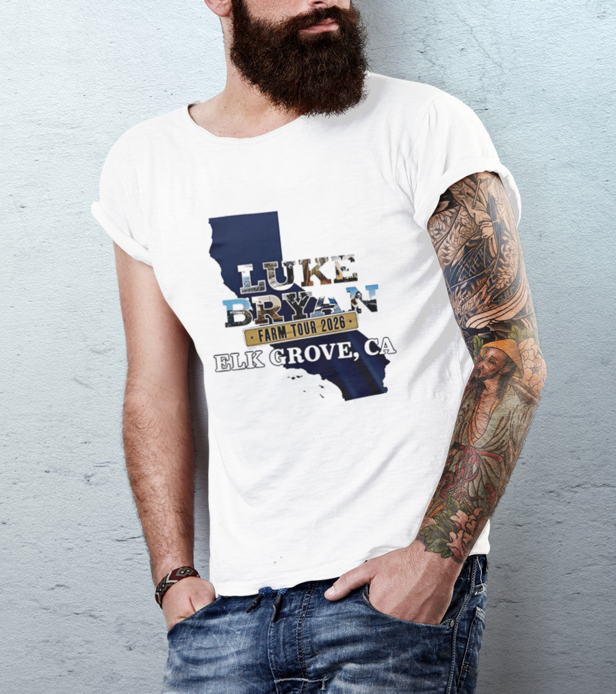 Luke Bryan Farm Tour 2026 Elk Grove CA California Map T-Shirt