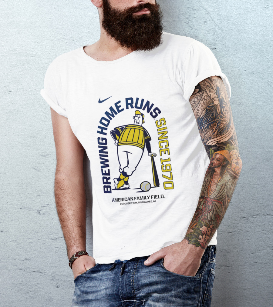 Nike Brewing Home Runs Since 1970 American Family Field Milwaukee Brewers T-Shirt