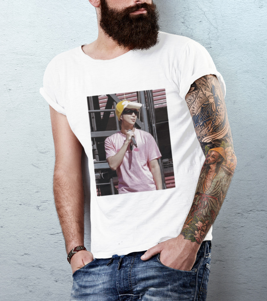 Namjoon Wearing Psyduck Hat Pink T T-Shirt