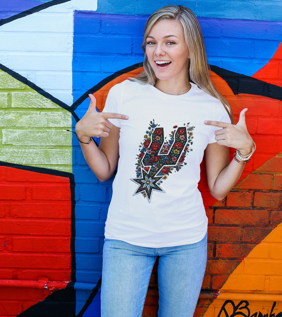 San Antonio Spurs Floral Rose Garden Spurs Team T-Shirt