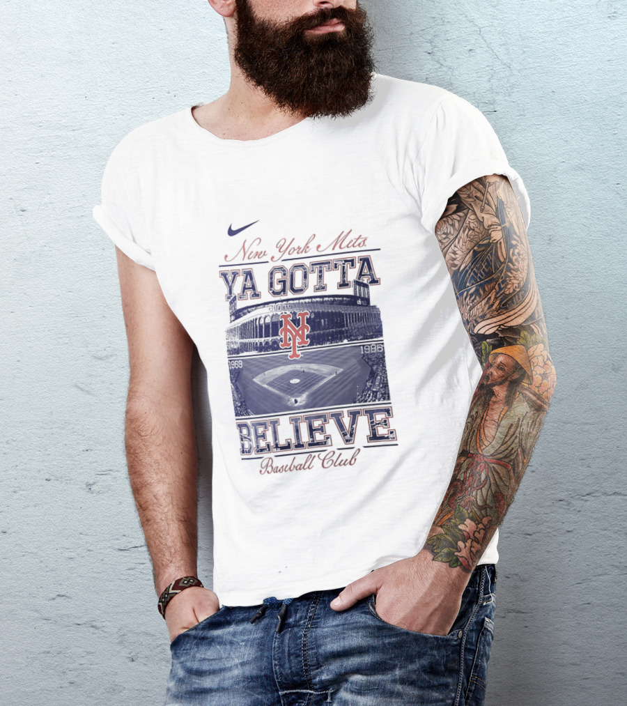 New York Mets Ya Gotta Believe Baseball Club 1969 1986 Nike T-Shirt