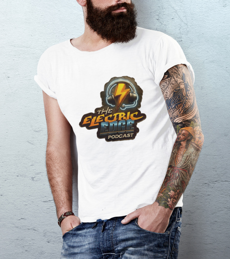 The Electric Edge Podcast Headphone Lightning Bolt T-Shirt