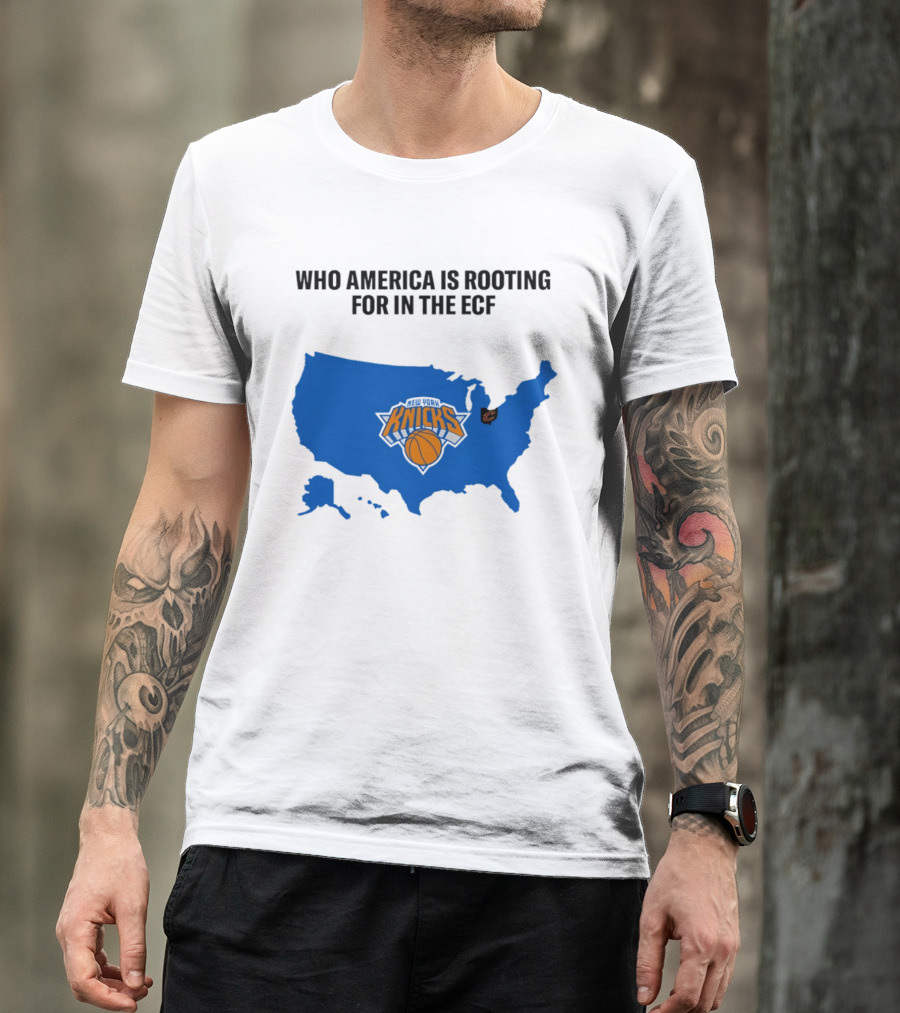 Who America Is Rooting For In The ECF Knicks USA Map Basketball T-Shirt