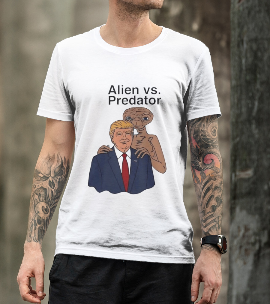 Alien Vs Predator Donald Trump ET Parody Fashion T-Shirt