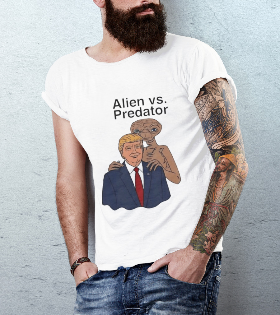 Alien Vs Predator Donald Trump ET Parody Fashion T-Shirt