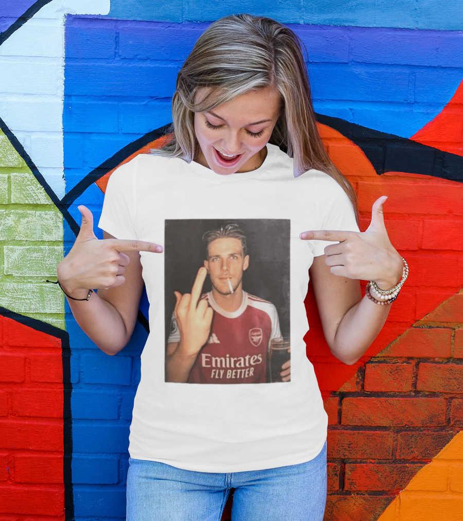 Emirates Fly Better Arsenal Middle Finger Smoking Soccer Player T-Shirt