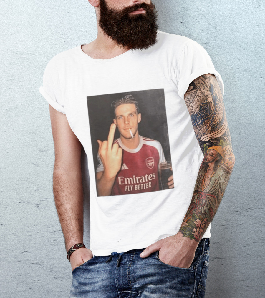 Emirates Fly Better Arsenal Middle Finger Smoking Soccer Player T-Shirt