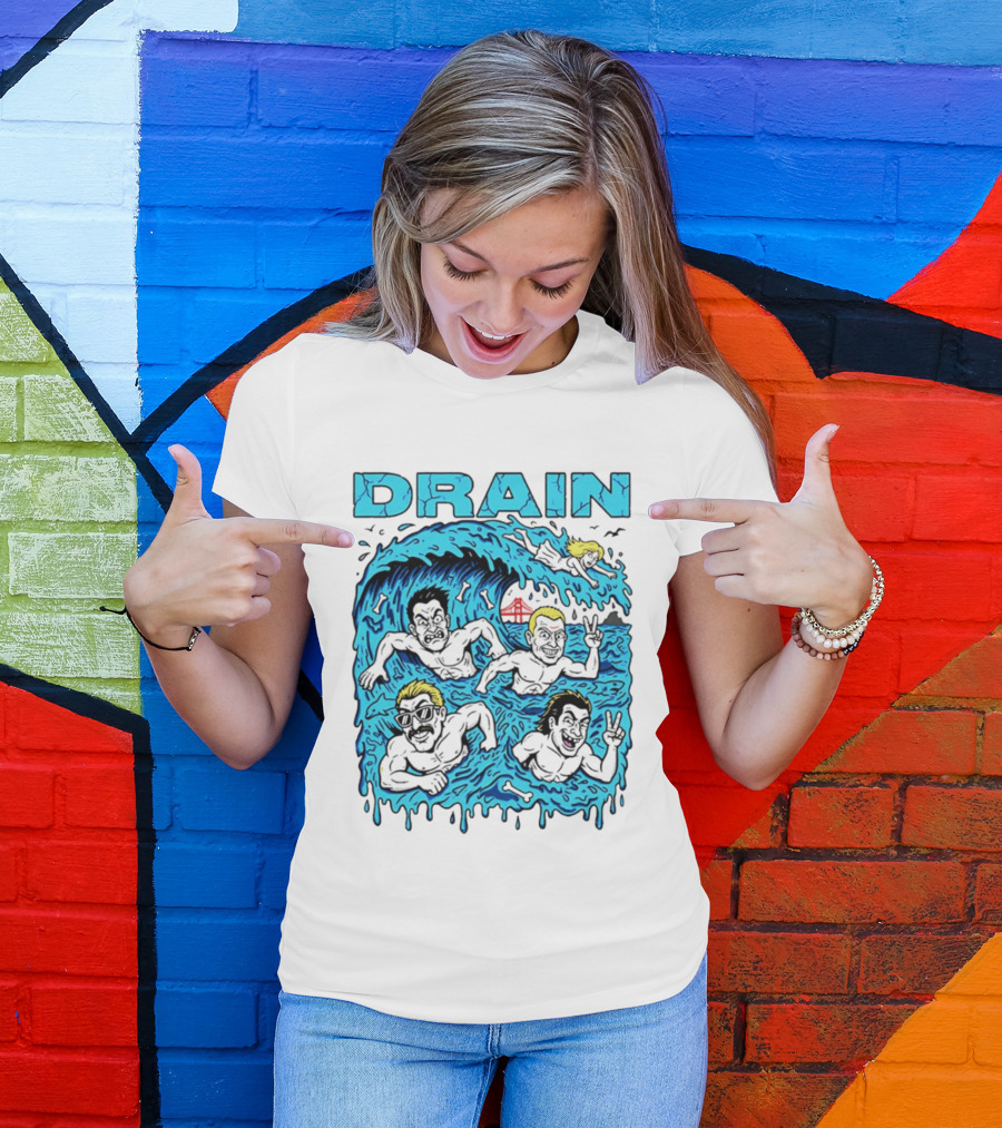 Drain Band Butthole Surfers Caricature Wave Surf T-Shirt