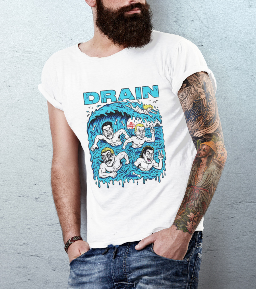 Drain Band Butthole Surfers Caricature Wave Surf T-Shirt