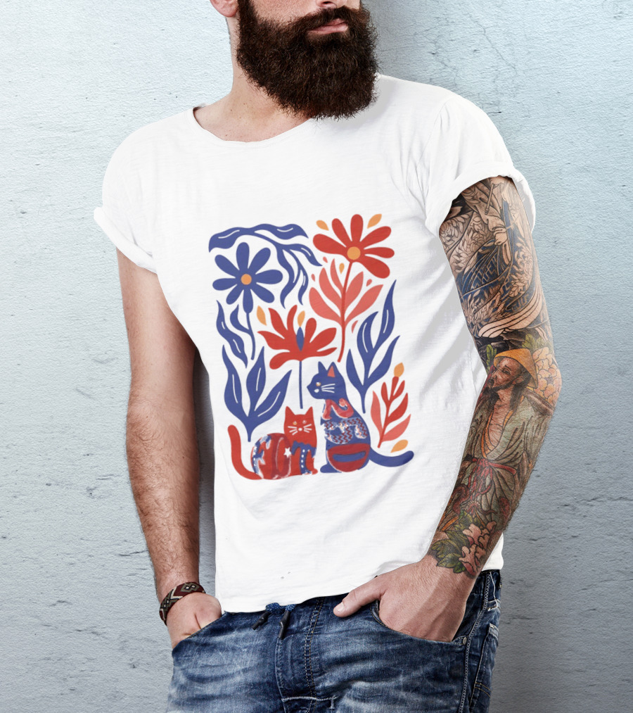 Subtle F Trump Cat Lover USA 250th Still Resisting Floral Cats T-Shirt