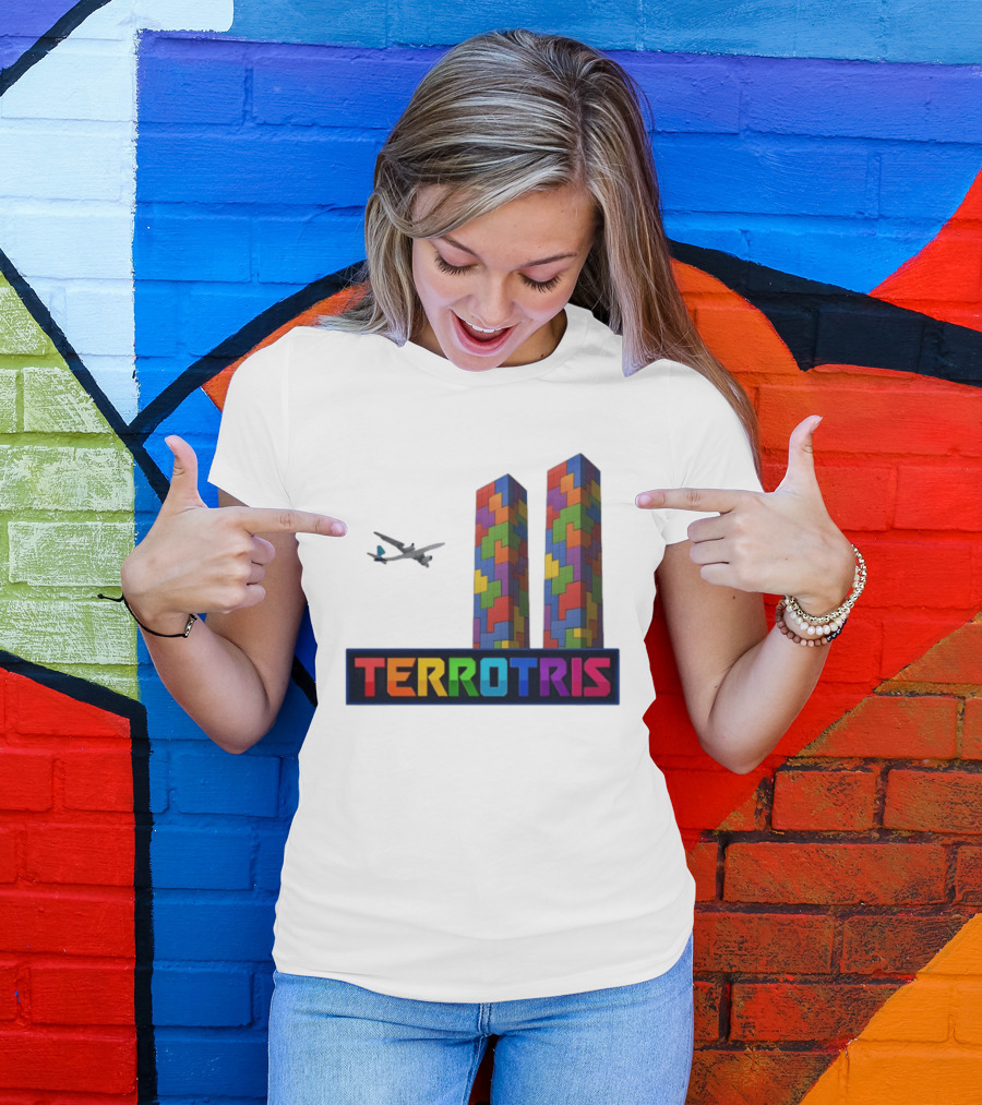 Terrortris Tetris Block Towers With Plane T-Shirt