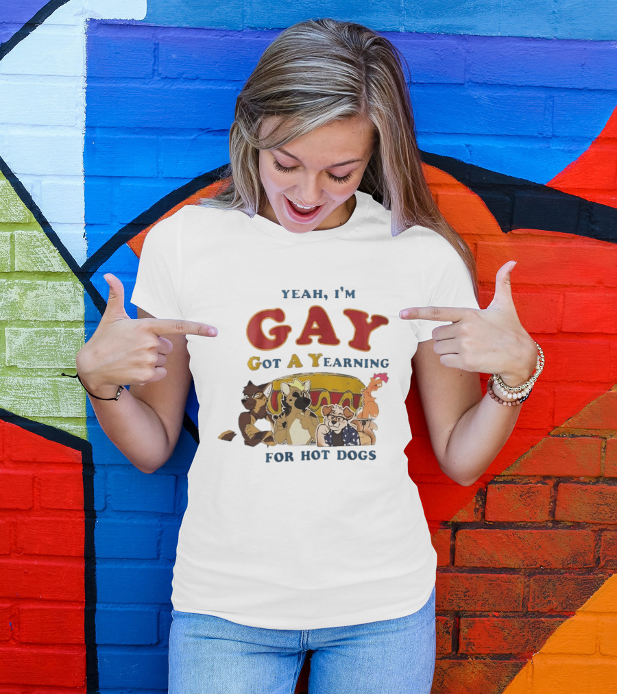 Yeah I'm GAY Got A Yearning For Hot Dogs Furry Characters T-Shirt