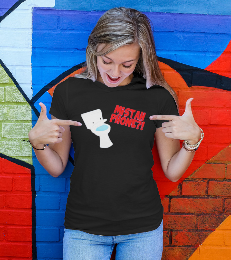 Mistah Phone Toilet Pun Illustration Humor T-Shirt