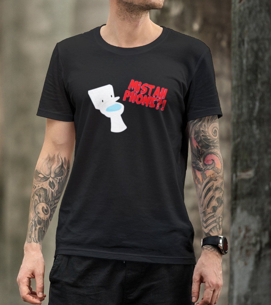 Mistah Phone Toilet Pun Illustration Humor T-Shirt
