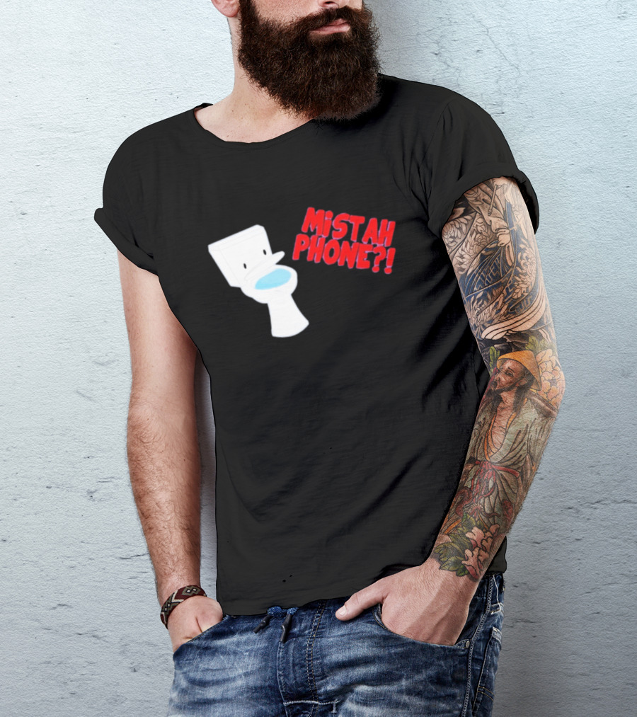 Mistah Phone Toilet Pun Illustration Humor T-Shirt