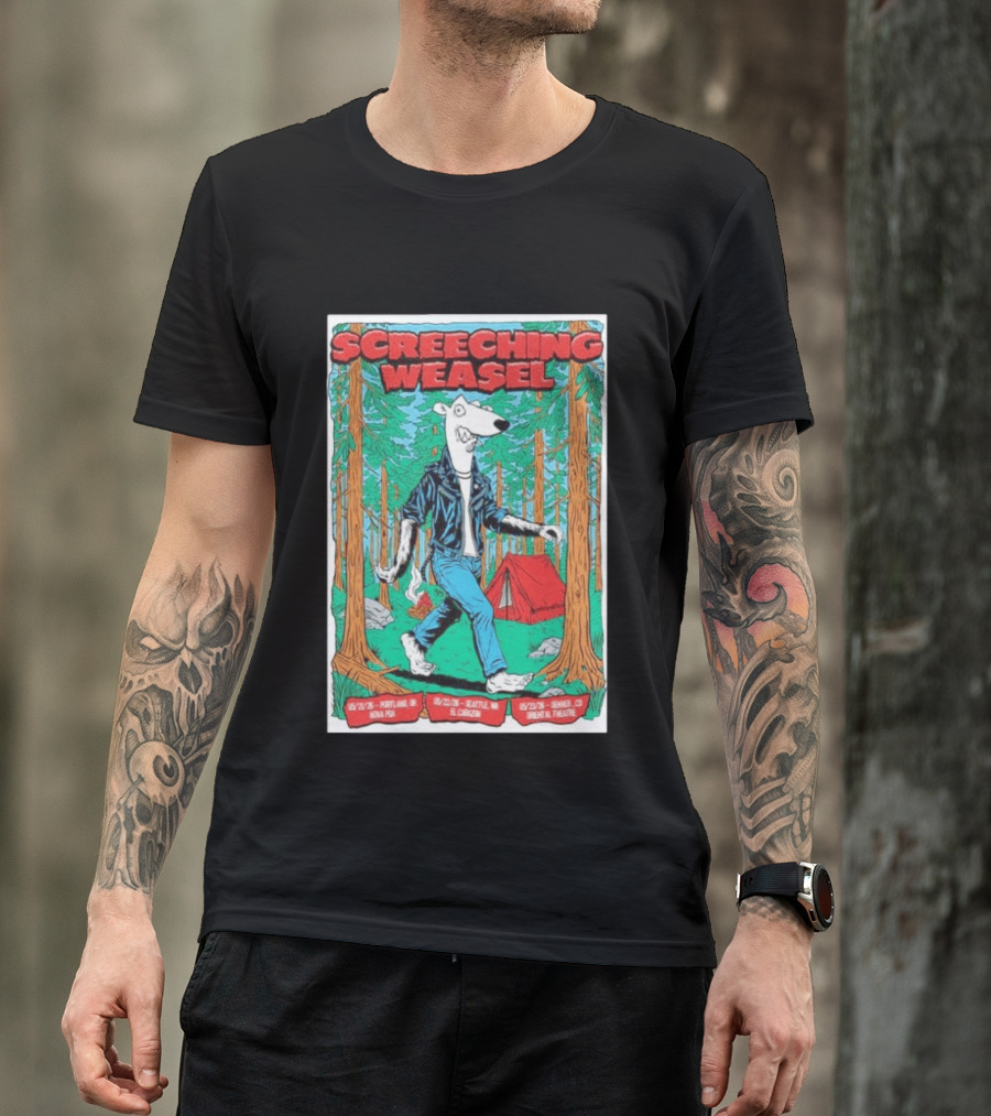 Screeching Weasel Punk Rocker Forest Weasel Tour Portland Seattle Denver T-Shirt