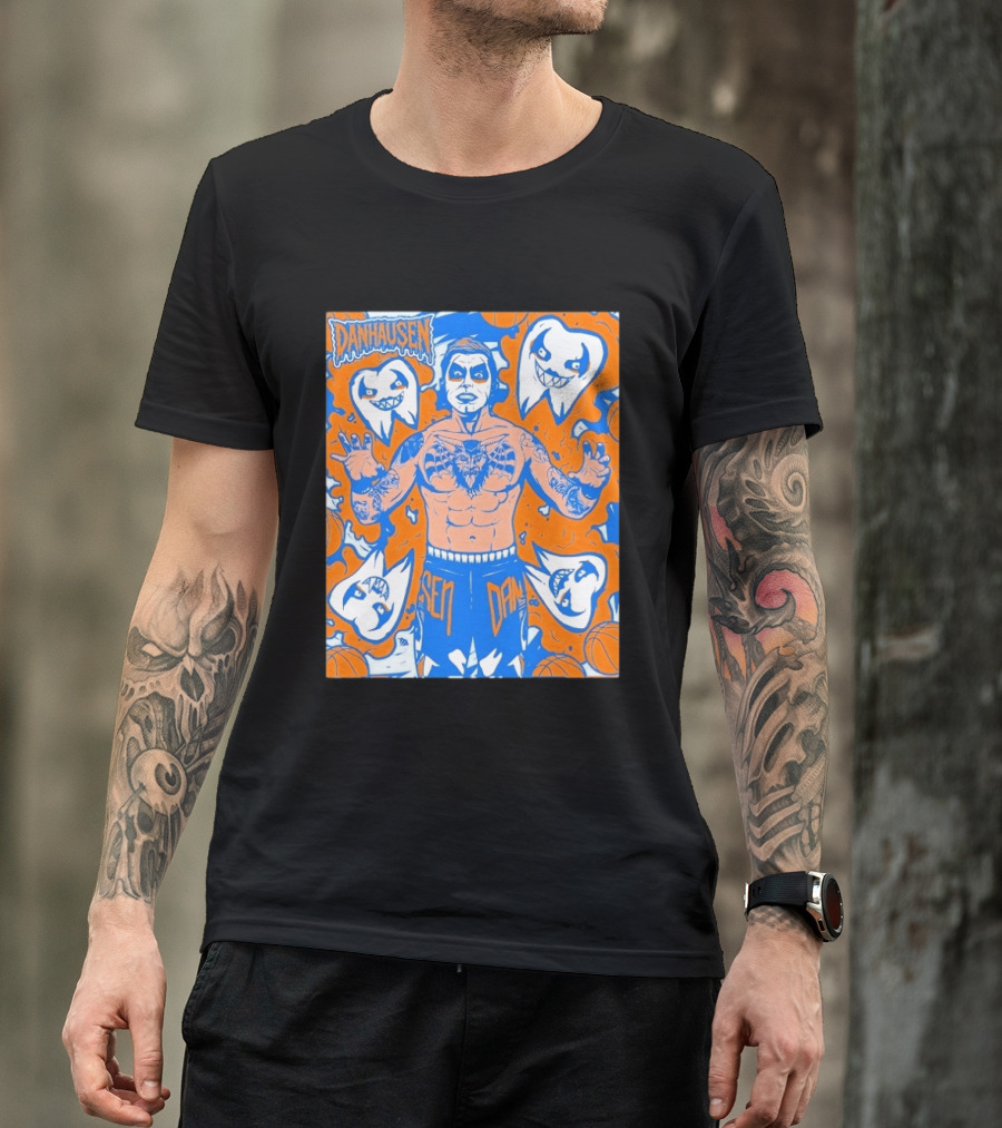 New York Knicks Danhausen Collaboration Uncursed Cartoon T-Shirt