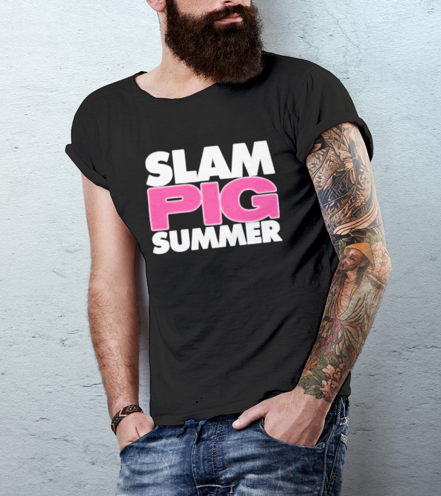 Slam Pig Summer Bold Pink Text Trend T-Shirt