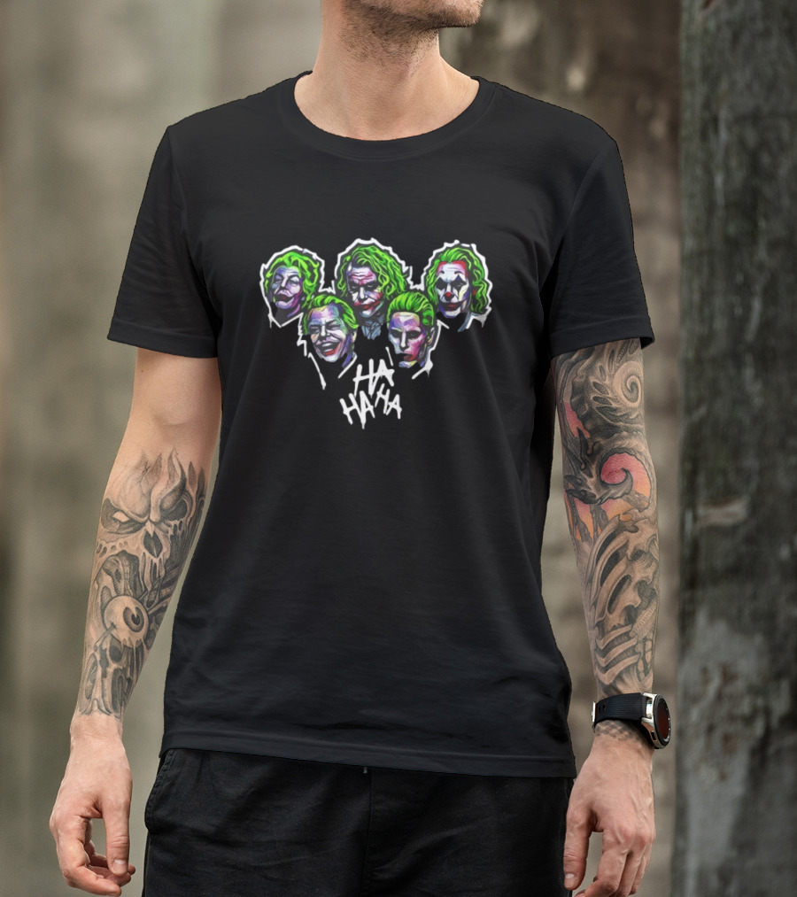 Joker Faces Ha Ha Ha Movie Villain Clown Interpretations T-Shirt