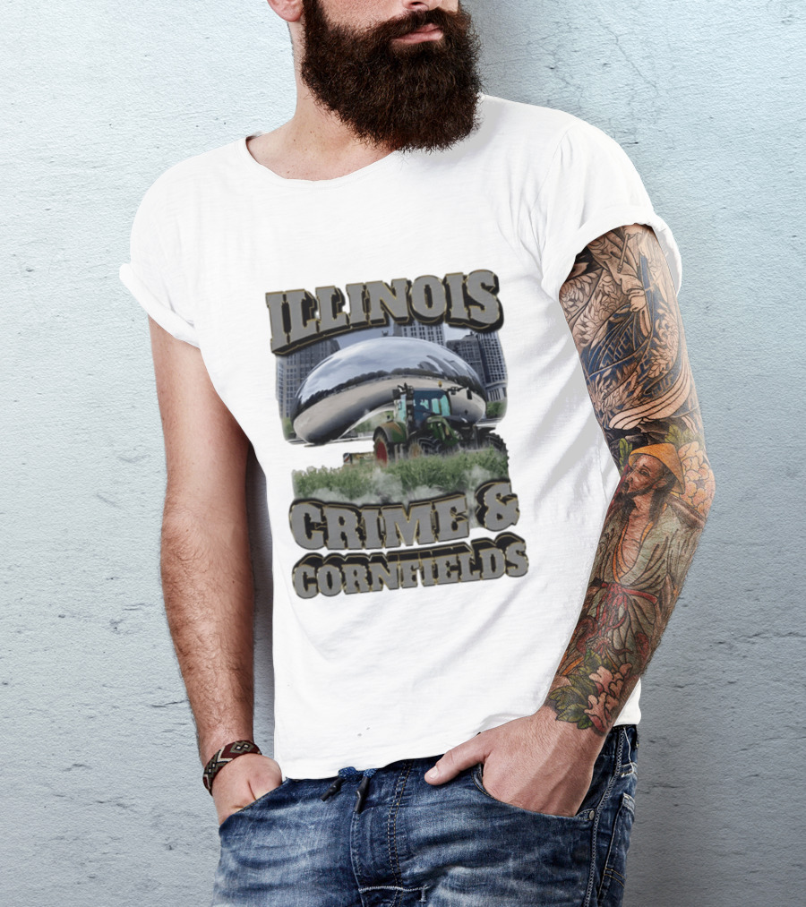 Illinois Crime & Cornfields Cloud Gate Tractor Scenery T-Shirt