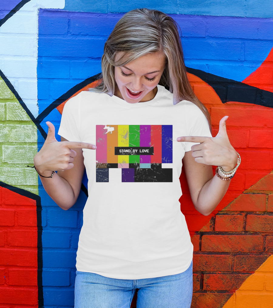 Stand By Love Retro TV Rainbow Pride Multicolor Lines T-Shirt