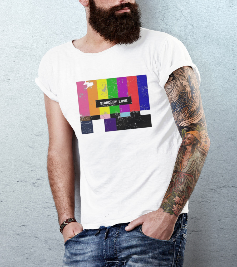 Stand By Love Retro TV Rainbow Pride Multicolor Lines T-Shirt