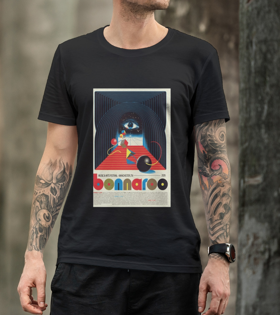 Bonnaroo Music & Arts Festival 2026 Manchester TN June 11 14 Retro Eye T-Shirt