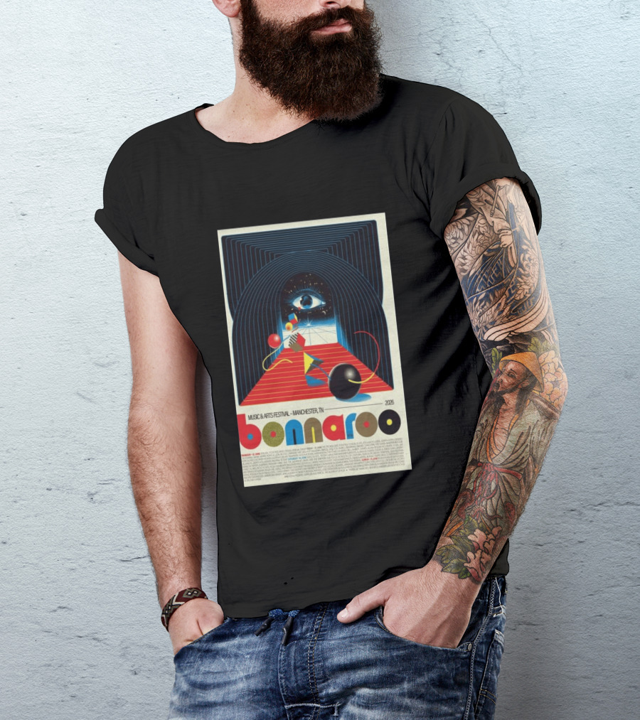 Bonnaroo Music & Arts Festival 2026 Manchester TN June 11 14 Retro Eye T-Shirt