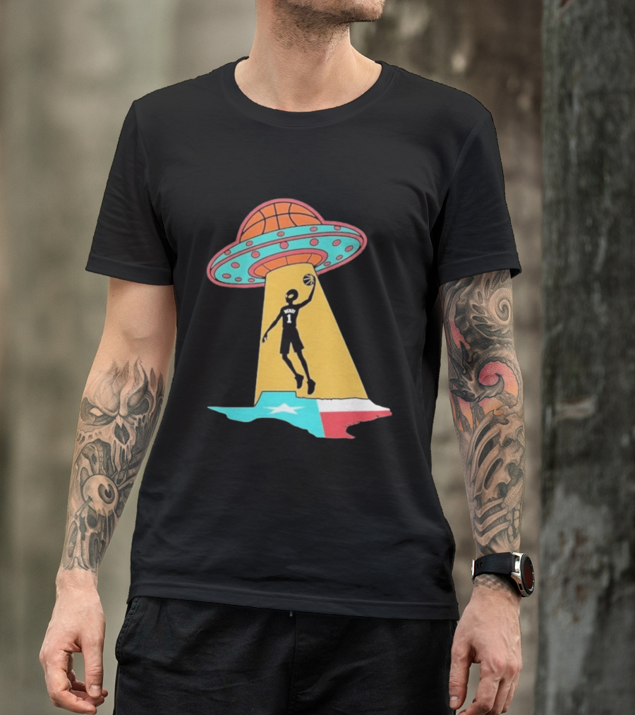 San Antonio Wemby The Alien Spurs Star UFO Basketball Texas T-Shirt